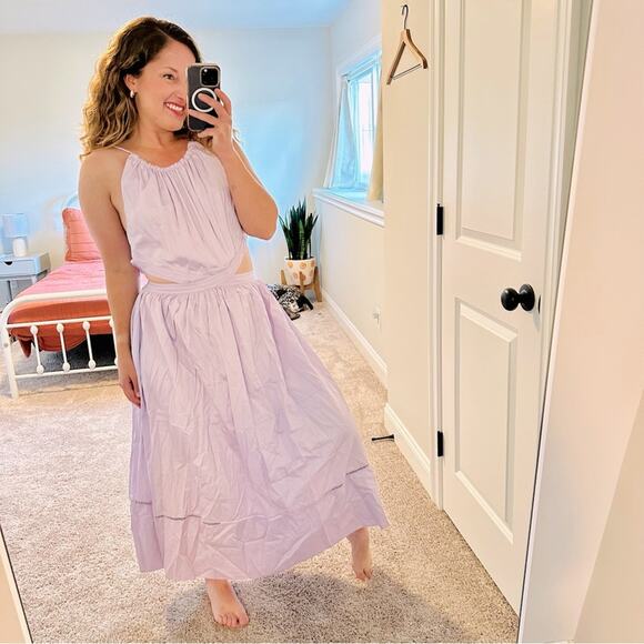 ShopBop Something Navy Purple Lilac Cutout Maxi Dress Large - Picture 1 of 11